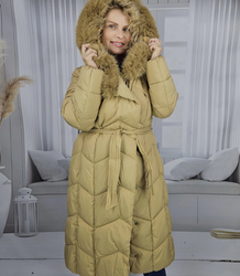 Long quilted winter warm coat with hood KELLY