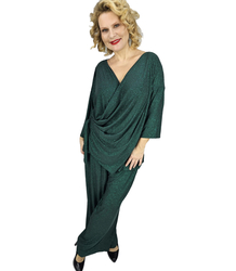 Elegant women's set wide pants draped shirt STELLA