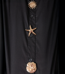 Long classic shirt with decorative brooches GOLDEN BEACH