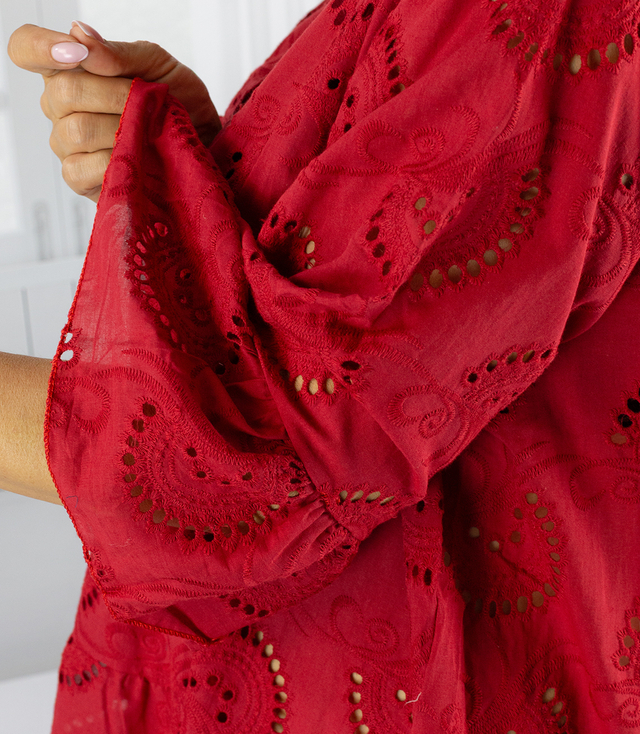 Sukienka boho haft angielski bawełniana rozkloszowana LUNA