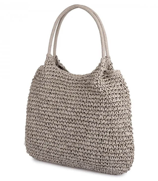 Large braided raffia shoulder bag