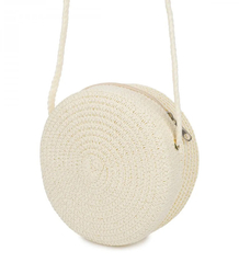 Children's straw bag with plush rabbit