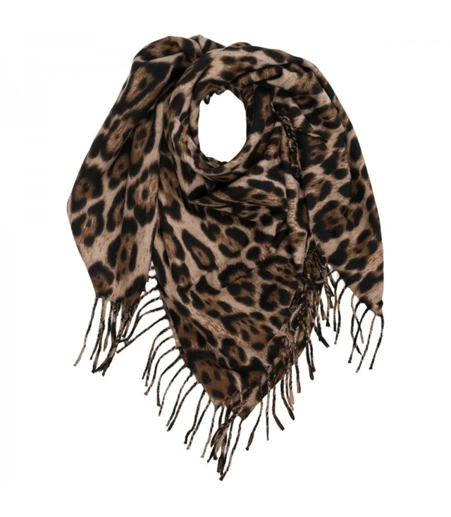 Warm panther scarf with tassels