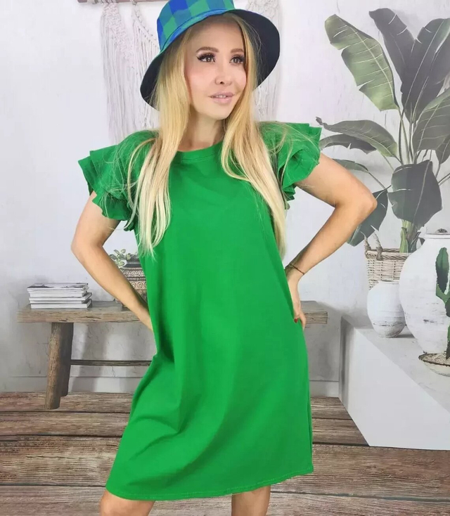 Cotton simple dress with frills