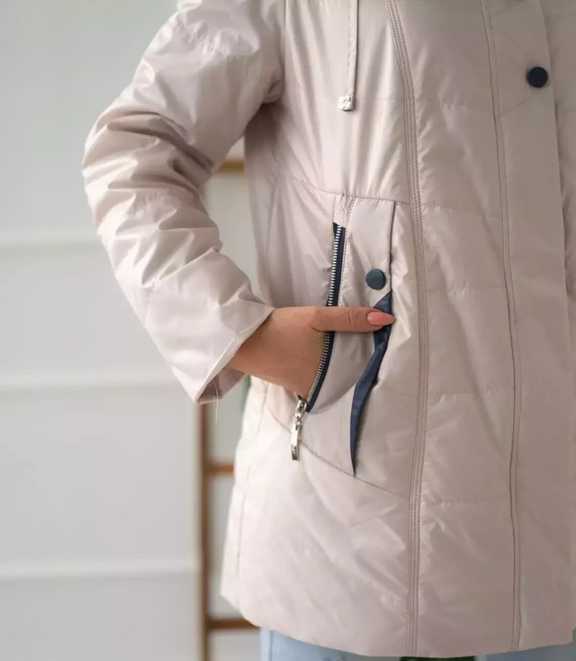 Women's transitional jacket with a quilted hood IZA