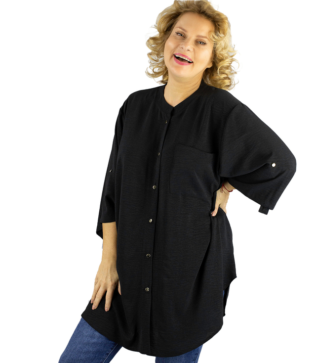 Elegant oversize blouse shirt with stand-up collar ANNA