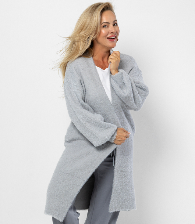 Soft knit cardigan with puffy hair ALBA