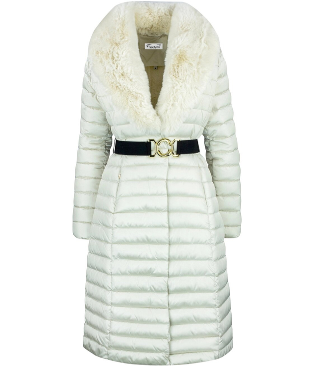 Quilted jacket coat with fur MARY