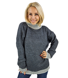 Warm and cozy women's striped sweater autumn winter KEIRA