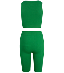 Sporty, ribbed set of short leggings + top with wide straps MISSY