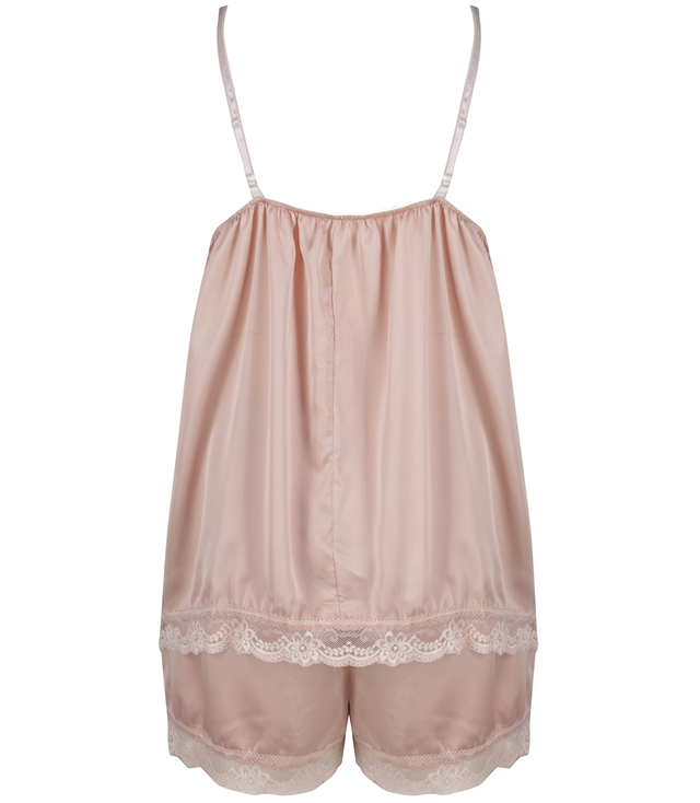 Satin pajama set with lace shorts top petticoat