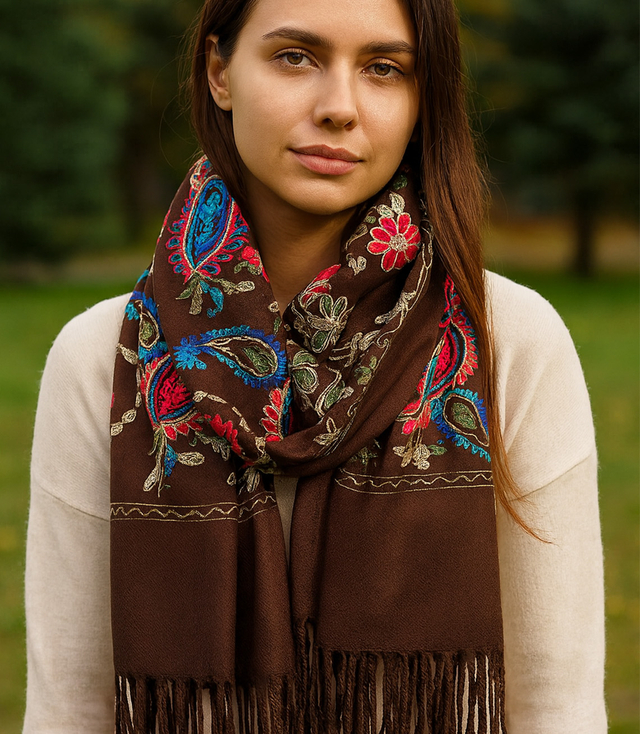 Women's scarf with floral ornament stylish