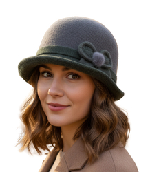 Women's cloche hat with bow