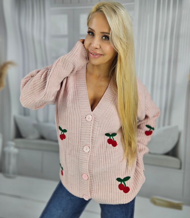 Warm and cozy women's sweater with cherries in autumn LARAMIE