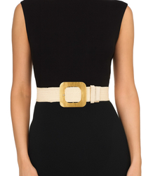 Pleciony pasek damski ze złotą klamrą