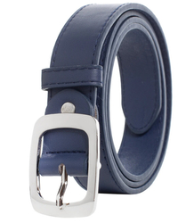 Smooth women's eco leather belt with silver buckle 3 cm