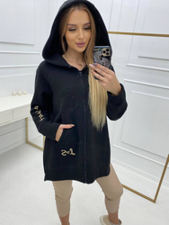 Warm thick sweatshirt with zipped hood pocket