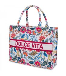 Large colorful shopper bag with DOLCE VITA lettering