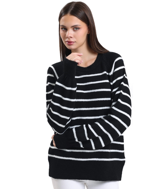 Warm women's fashionable striped sweater ANNA