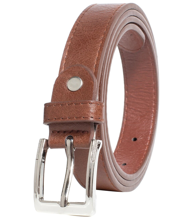 Smooth women's eco leather belt with silver buckle 2.3 cm