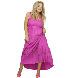 Summer boho strapless maxi dress with ruffles SOLEA