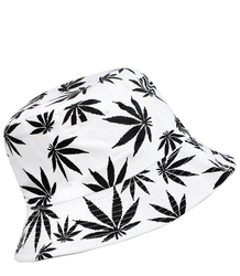 Reversible BUCKET HAT with leaves print