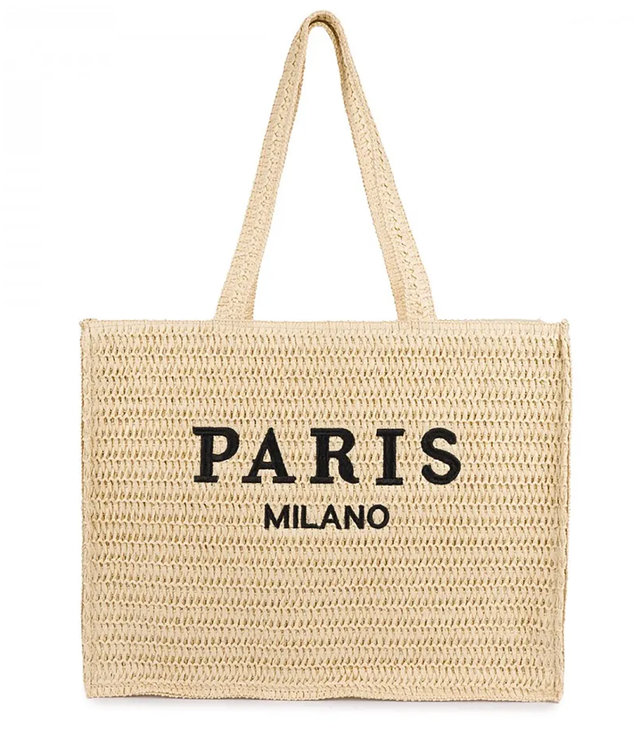 Large roomy braided padded bag with PARIS lettering