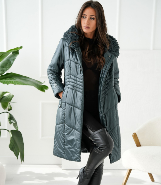 Long elegant quilted insulated women's winter coat MARIA