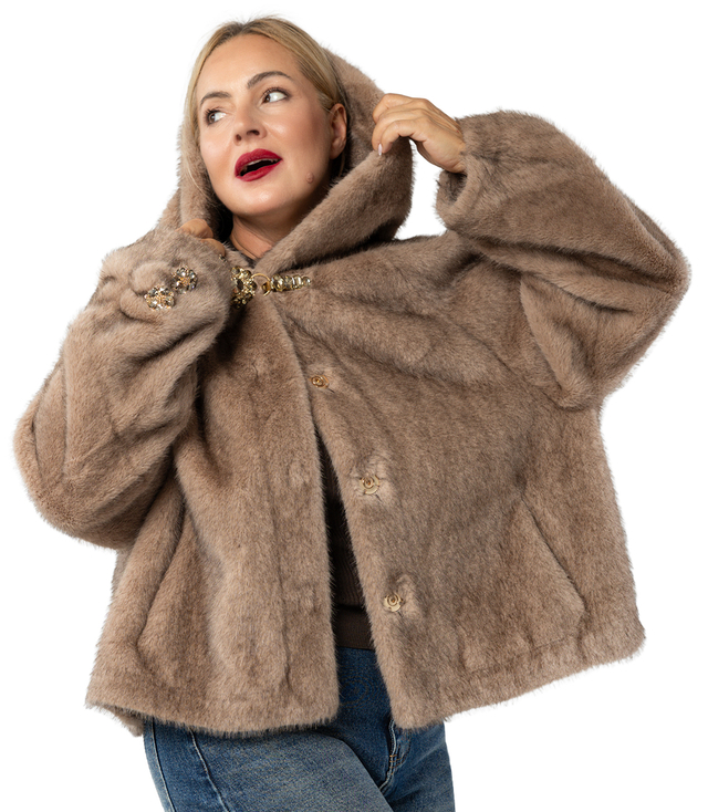 Luxury fur trapeze cut with gold elements AURORA