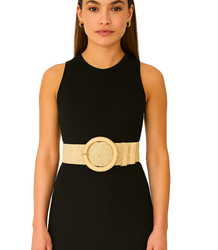 Braided women's belt with large buckle