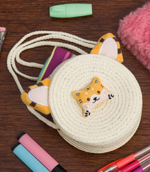 Children's Round Handbag with Cat Ears for Girls