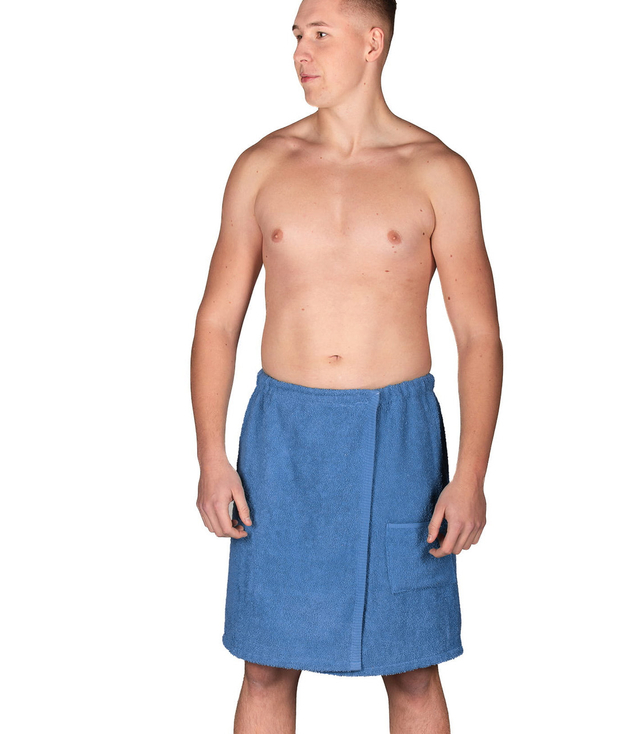 Kilt męski frotte do sauny z kieszonką na gumce
