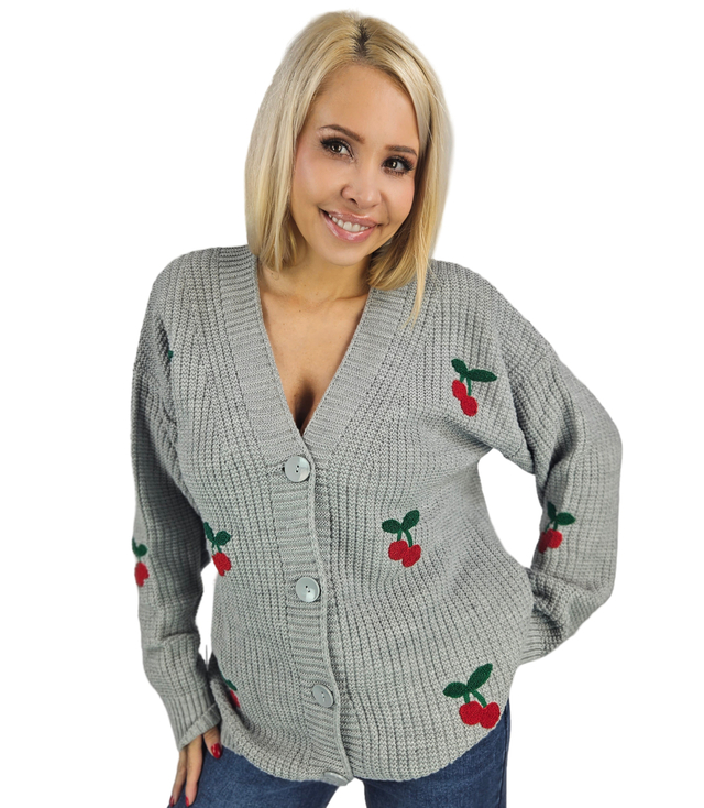 Warm and cozy women's sweater with cherries in autumn LARAMIE