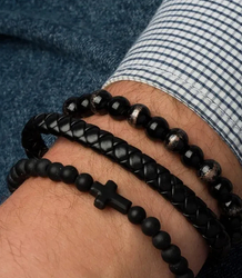 Set of men's bracelets natural stone