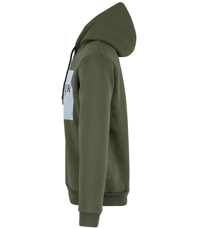 Men's warm, thick sweatshirt with a hood and a print