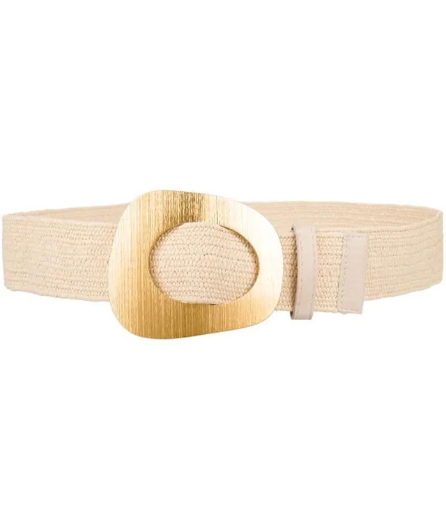 Braided women's belt with large buckle