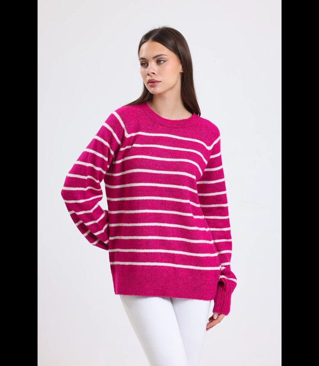 Warm women's fashionable striped sweater ANNA