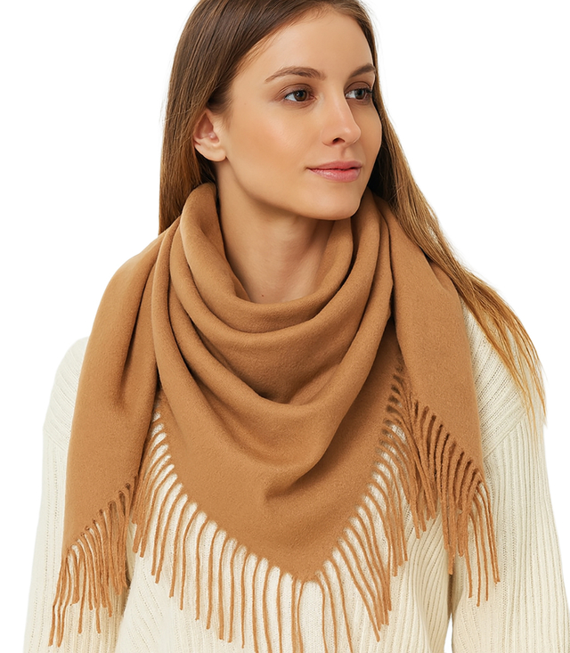 One-color shawl shlik scarf with fringe GRACE