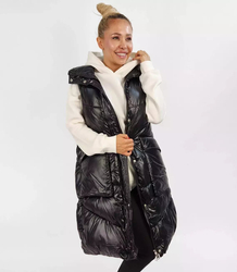 Women's Long Sleeveless Vest Pockets