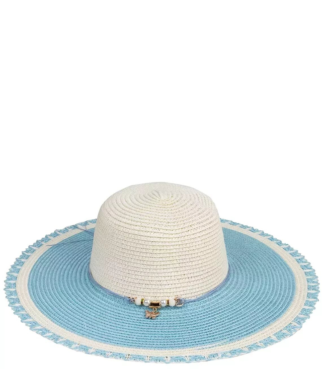 Large straw hat with a wide brim, two-colored