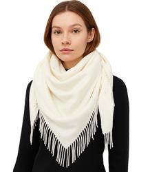 One-color shawl shlik scarf with fringe GRACE