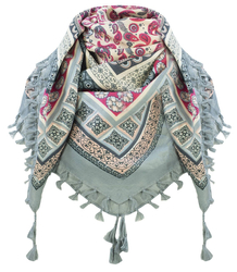 Large BOHO scarf with floral patterns