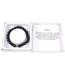 Women's bracelet onyx beads 8 mm in a box