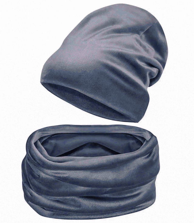 Velour winter set cap and chimney plain one-color