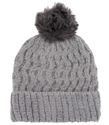 Warm women's beanie with pompom wave weave autumn winter hat 