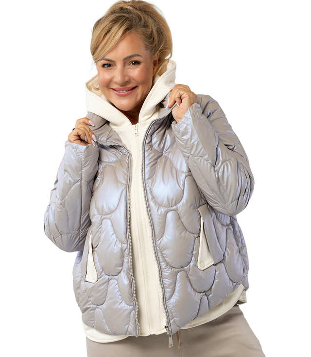 Quilted jacket with pearl sheen and tracksuit inserts ARIA
