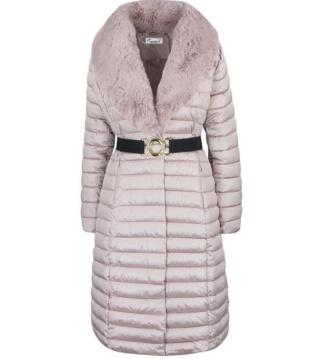 Quilted jacket coat with fur MARY