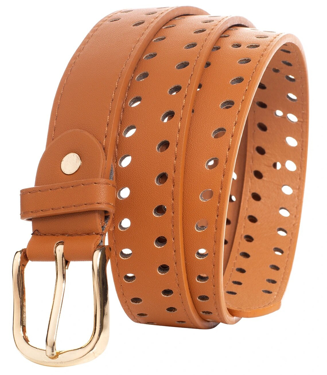 Women's eco leather belt with decorative holes 3 cm