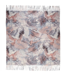 Women's scarf with watercolor pattern and tassels