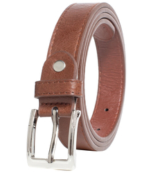 Smooth women's eco leather belt with silver buckle 2.3 cm